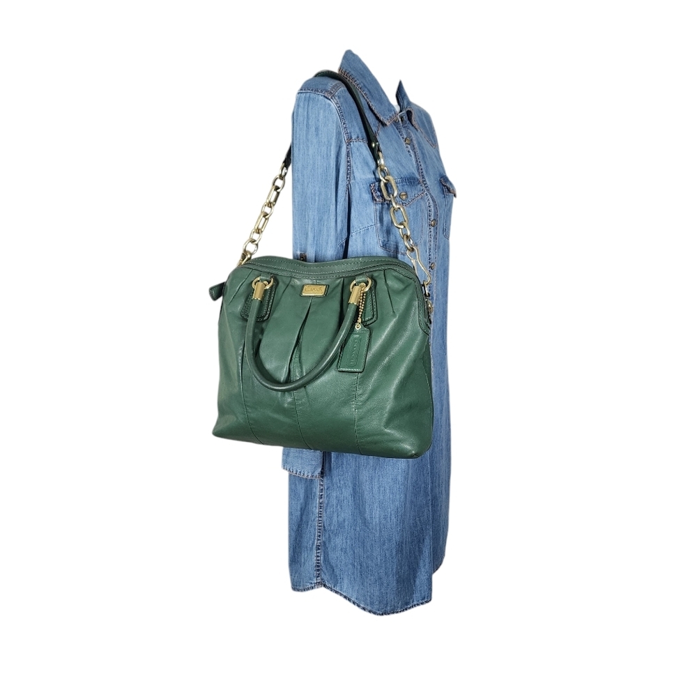 COACH LEATHER TOP ZIP GOLD HARDWARE SATCHEL - Picture 4 of 10
